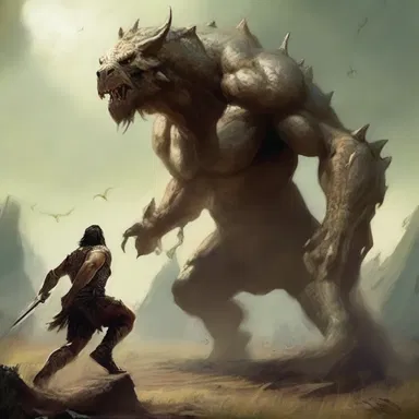In the ancient tale, the hero's wounded leg would drag behind him as he bravely fought the monstrous creature.