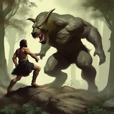 In the ancient tale, the hero's wounded leg would drag behind him as he bravely fought the monstrous creature.