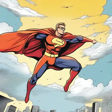In the comic book series, the superhero's cape elegantly dragged behind him as he soared through the sky.