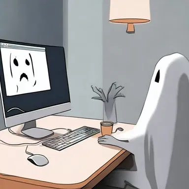 She was startled when a ghost suddenly appeared on her computer screen and she had to drag the cursor quickly to close the terrifying popup.