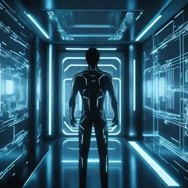 In the futuristic movie, the protagonist used advanced technology to drag holographic icons and access secret files.