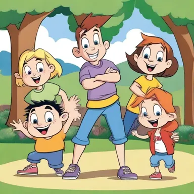 In the cartoon series, the mischievous characters always drag their friends into their silly adventures.