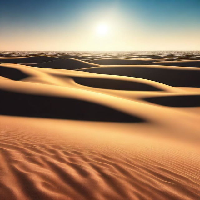 A high-quality digital art depiction of a vast desert landscape