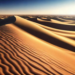 A high-quality digital art depiction of a vast desert landscape