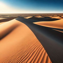 A high-quality digital art depiction of a vast desert landscape