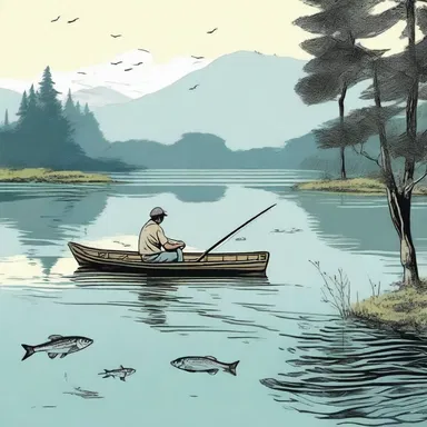 In the novel, the protagonist retreats to a peaceful lake to fish, but his experience is ruined by the abundance of rough fish swimming in the water.