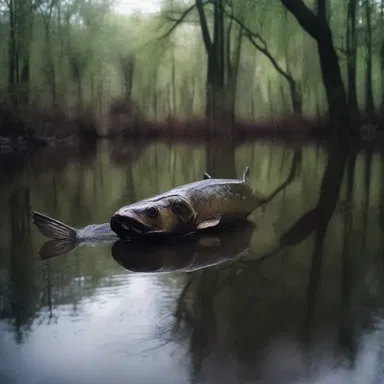 As the group of friends ventured deeper into the haunted swamp, they stumbled upon a pool infested with grotesque rough fish that added to the eerie atmosphere.