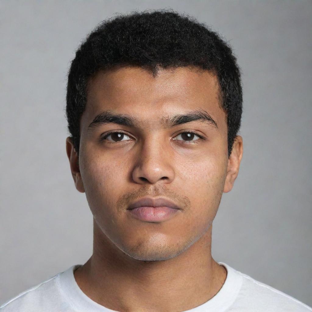 A profile photo of a 25-year-old cute boy with a grey background. The name 'Muhammad Ali' should be inscribed in white color.