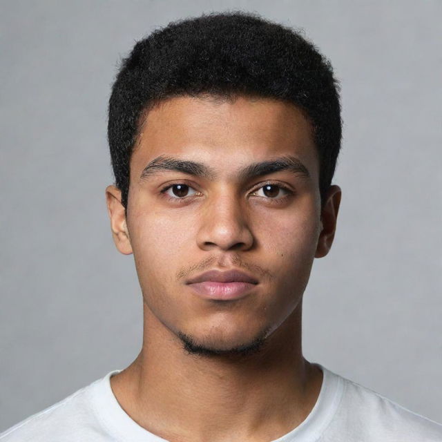 A profile photo of a 25-year-old cute boy with a grey background. The name 'Muhammad Ali' should be inscribed in white color.