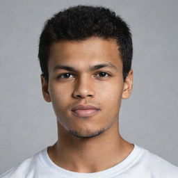 A profile photo of a 25-year-old cute boy with a grey background. The name 'Muhammad Ali' should be inscribed in white color.