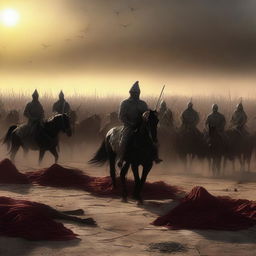 In this digital art image, the aftermath of the battle has been transformed into a solemn scene of respect