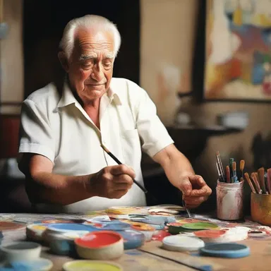The artist always kept various brushes and paints on hand, ready to create a masterpiece at any moment.