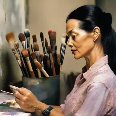 The artist always kept various brushes and paints on hand, ready to create a masterpiece at any moment.
