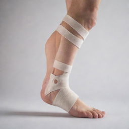 An image illustrating a foot injury, with focus on bandages, crutches, or a medical boot for a visually striking representation.