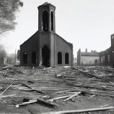 The town gas explosion was a tragedy, leading to the collapse of a church and the loss of many lives.