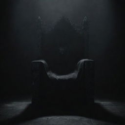 An imposing, dark throne dominated by an unknown, powerful king concealed in shadows, set against a profoundly dark background that amplifies the mystery and power