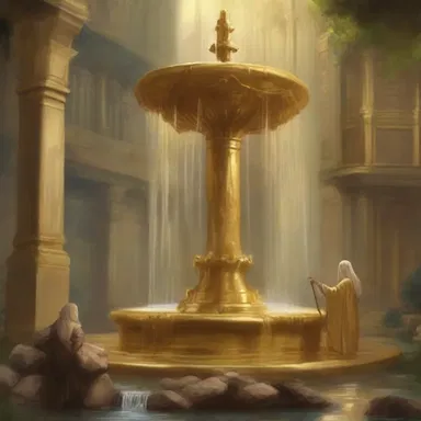 In the mystical land of Eldoria, the gold panner embarked on a treacherous journey to find the fabled Fountain of Gold.