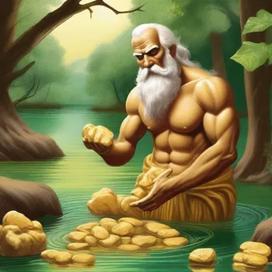 According to ancient myth, the river god rewarded the diligent gold panner with a nugget of gold for his unwavering dedication.