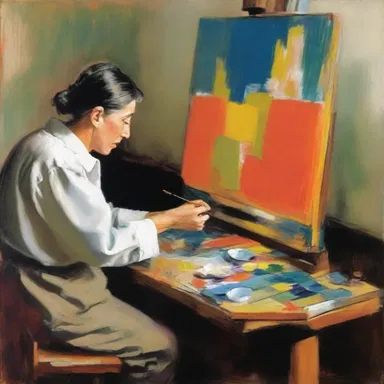 The artist premeditated the composition of the painting, carefully planning the arrangement of colors and brushstrokes.