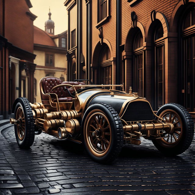 A high-quality digital art piece depicting a Lamborghini as if it were designed in the 1910s