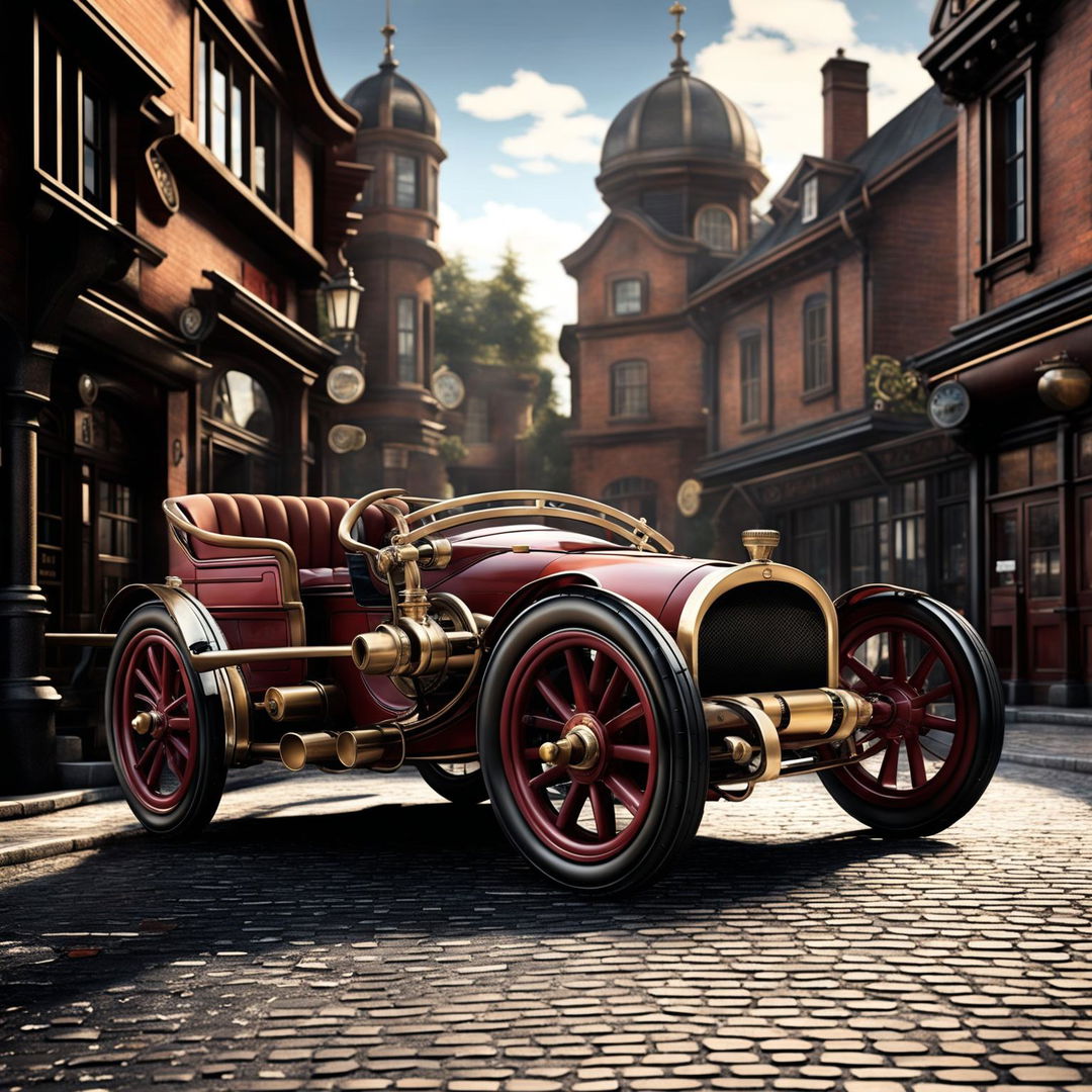 A digital art piece imagining a Porsche in the 1910s