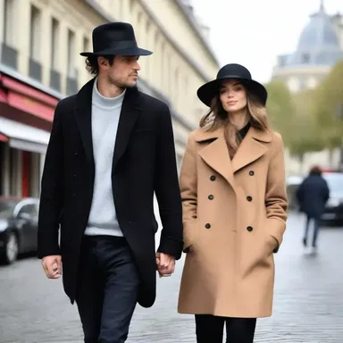 He wore a snap-brim hat as he strolled hand in hand with his lover along the romantic streets of Paris.