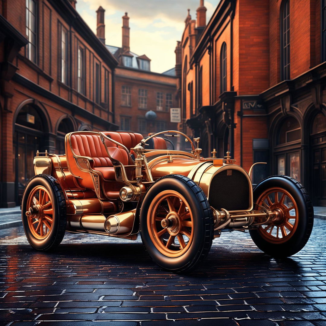 A high-quality digital art piece depicting a McLaren as if it were designed in the 1910s