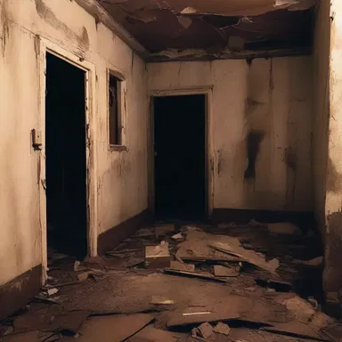 As the darkness engulfed the haunted house, the walls seemed to fall in, trapping the terrified visitors inside.