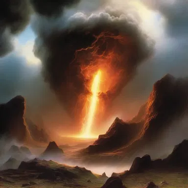 In the myth, when the gods grew angry, the heavens would open up and cause the earth to fall in, creating massive chasms.