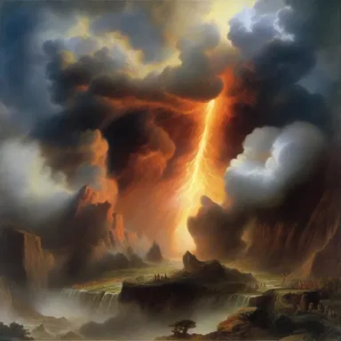 In the myth, when the gods grew angry, the heavens would open up and cause the earth to fall in, creating massive chasms.