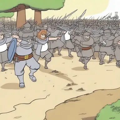 In an episode of the cartoon series, the characters fall in to form a line and march into battle.