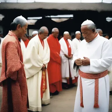 In some traditional religious ceremonies, the participants fall in to show unity and discipline.