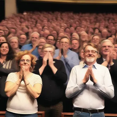 The deafening applause washed over the author as they received a standing ovation for their best-selling novel.