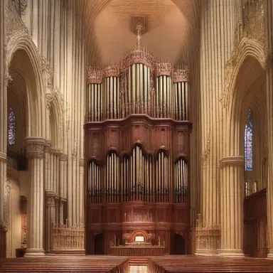 The grand cathedral boasted an awe-inspiring, deafening organ located in the center of the sanctuary.
