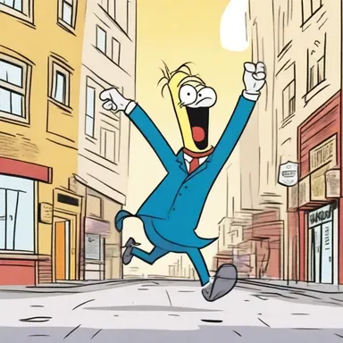 The silly cartoon character was susceptible to falling into comical mishaps.