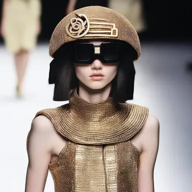 The avant-garde fashion designer incorporated a miniature curet as an unconventional accessory for their runway show.