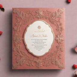An elegant wedding invitation card for Muzamil Shabir. The card should signify the event which is to take place on 2nd February, at Tibbi Qaisrani. Include beautiful designs and warm colors.