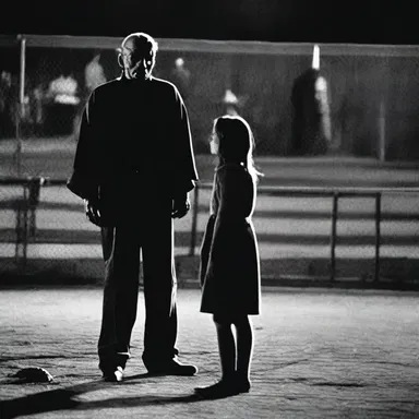 The horror movie included a suspenseful scene where the antagonist lurked near the foul line waiting for the protagonist.
