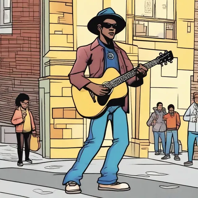 In the comic book, the main character is a busker who uses their musical talent to fight crime in the city.