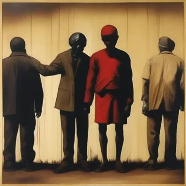 The artist's painting depicts the bedevilment of society, illustrating the victimization of marginalized individuals.