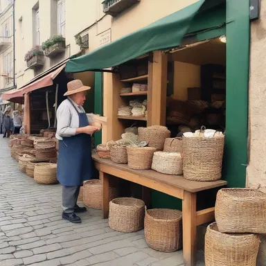 The pedlar set up his small shop in a quaint corner of the market square, showcasing his handmade crafts and trinkets.