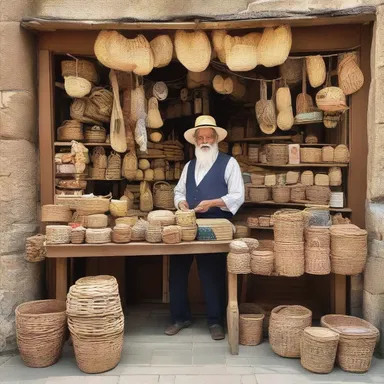 The pedlar set up his small shop in a quaint corner of the market square, showcasing his handmade crafts and trinkets.