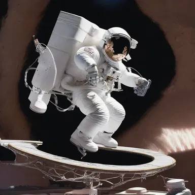 The spacecraft's captain leaned on a futuristic backboard to help support his injured back.