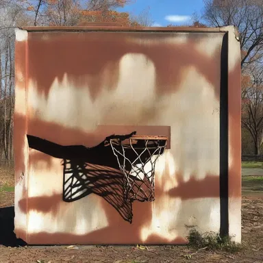 The author vividly described the old, rusty backboard on the basketball court, symbolizing the decay and neglect in the community.
