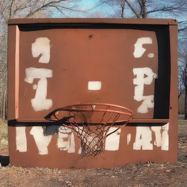 The author vividly described the old, rusty backboard on the basketball court, symbolizing the decay and neglect in the community.