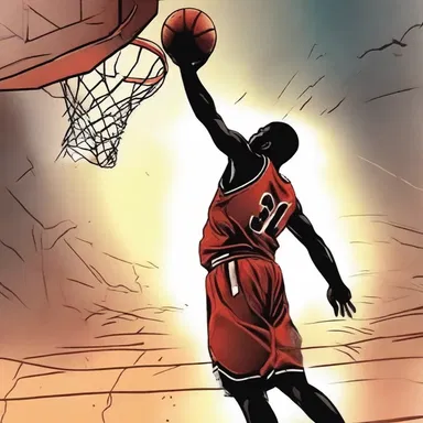 In the climactic scene, the protagonist unleashed an incredible power, shattering the backboard during an intense basketball match.