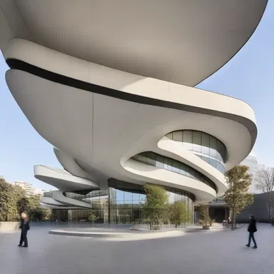 The unique design of the building incorporates curves and angles, evoking a sense of keratomalacia.