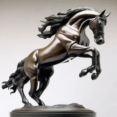 The sculptor used the bridle on the powerful horse statue to capture its energy and movement.
