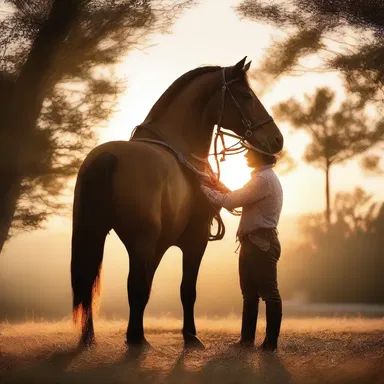 The knight gently adjusted the bridle on his horse before riding off into the sunset.