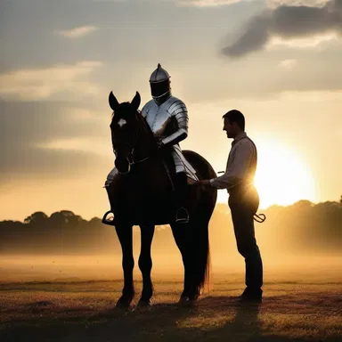 The knight gently adjusted the bridle on his horse before riding off into the sunset.